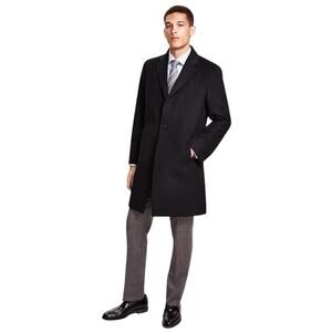 Brooks Brothers Men's Black Wool Mid Length Casual Classic Overcoat Size 46L